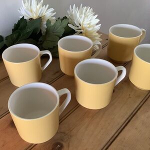 Vintage Ironstone Yellow Ceramic Coffee Mugs Set